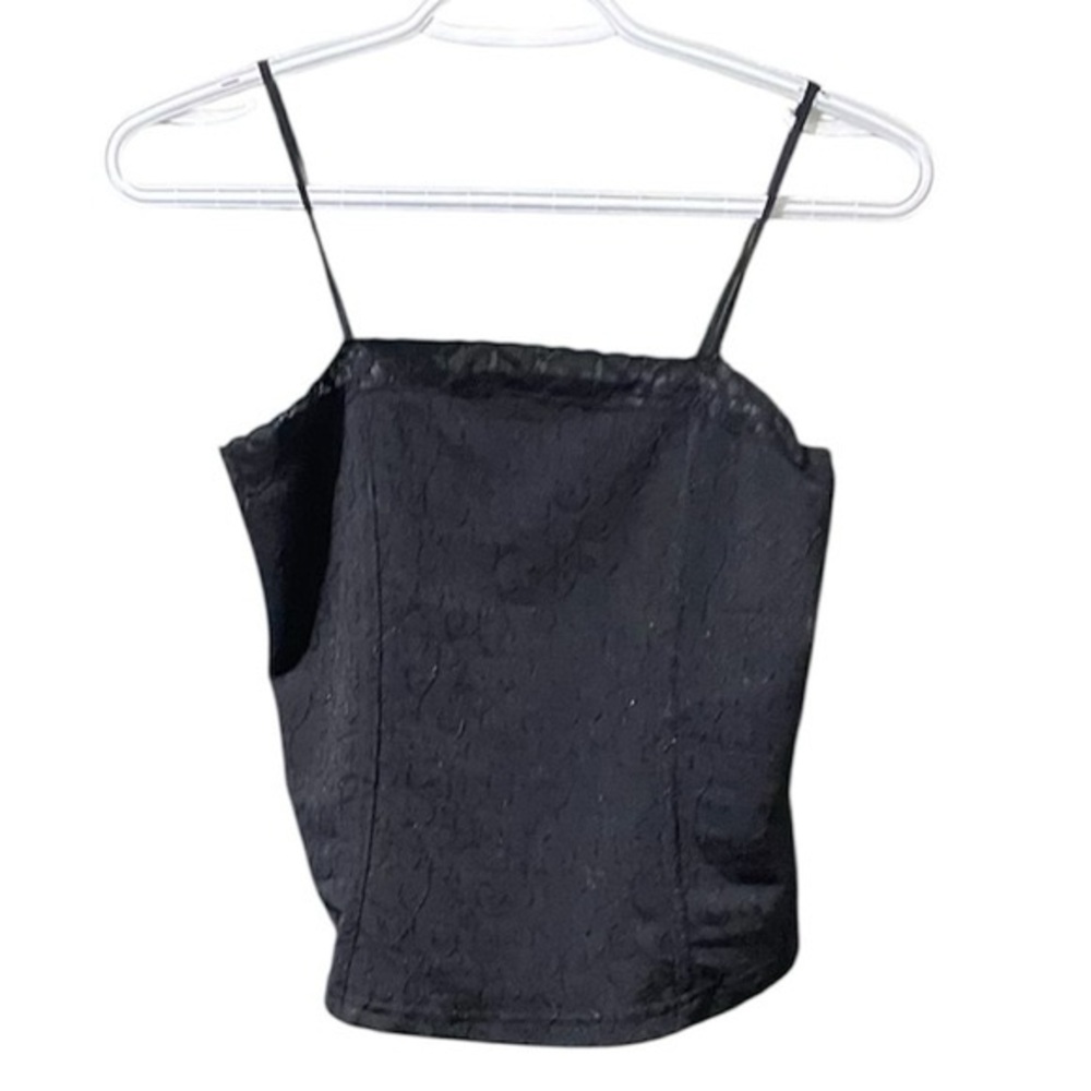 Gloria Vanderbilt Black Sparkly Spaghetti Strap Top | Size L